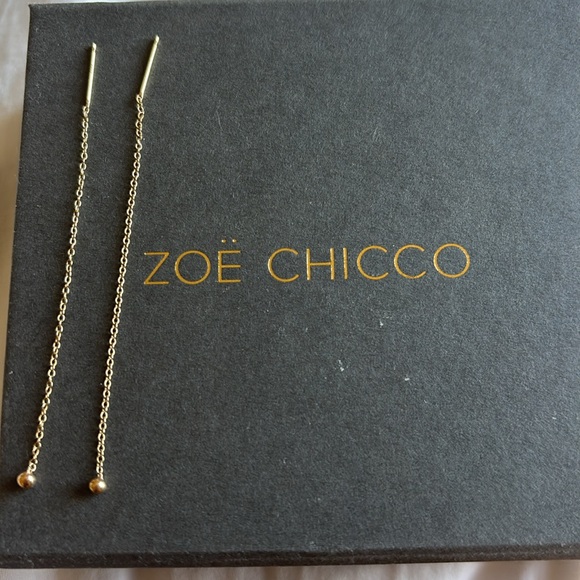 Zoë Chicco 14K Tiny Ball Threader Earrings - Picture 3 of 3